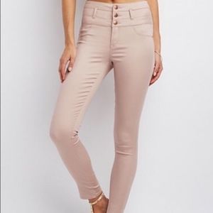 LIGHT PINK HIGH WAISTED SKINNY JEANS